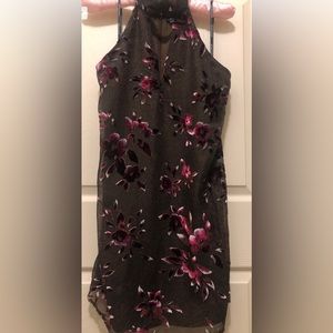 MARCIANO Sleeveless A-Line Dress in Brown Paisley + Crush Velvet Floral …